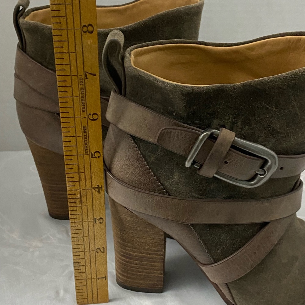 Sigerson Morrison Belle  Brown Suede Leather Block Heel Ankle Boots Womens 6 - Picture 6 of 11